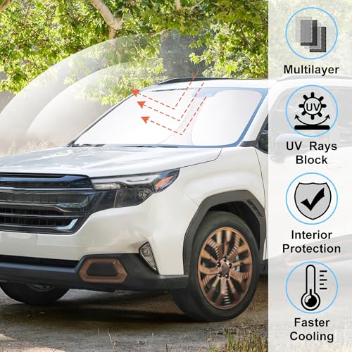 Image of Windshield Sun Shade Custom Fit for 2025 2026 Subaru Forester Accessories Foldable Sunshade Sun Blocker Protect Car from Sun Rays & Heat Damage Keep Car Cooler