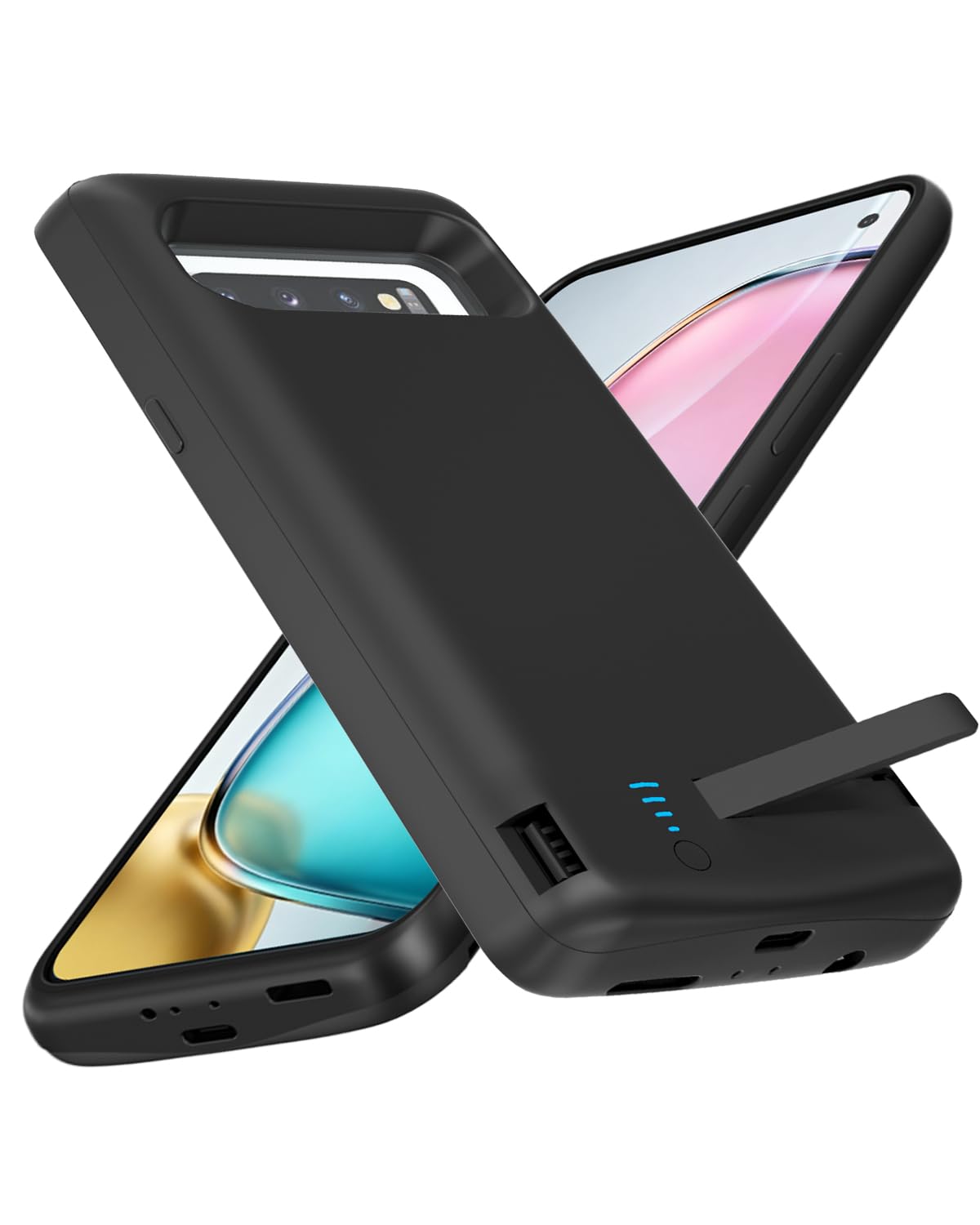 Coque de protection pour Samsung Galaxy S10 - 6000 mAh - Fin et rechargeable - Étui de chargement de batterie de secours - Coque de protection portable pour Samsung Galaxy S10 - Noir