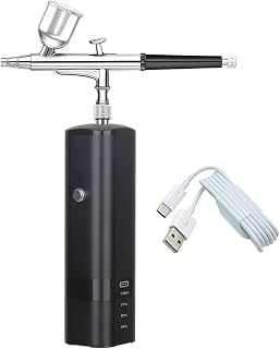 TM80S-C-131 Airbrush with Compressor kit Portable Cordless Airbrush Compressor High Pressure Dual Action Spray Art Desgn(Red)