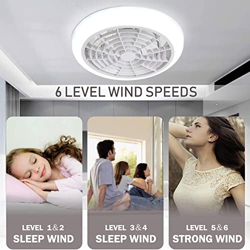 Dcdfmn Ceiling Fans With Lights Remote Control, Dimmable Led Lighting Ceiling Fans, 18 Inches 3 Colors 3 Speeds, Indoor Outdoor Bedroom Living Room Flush Mount Bladeless Fans (White) #TOP3