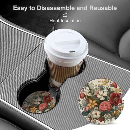 Posavasos para auto madera 2 piezas 2.6 pulgadas miniatura 4