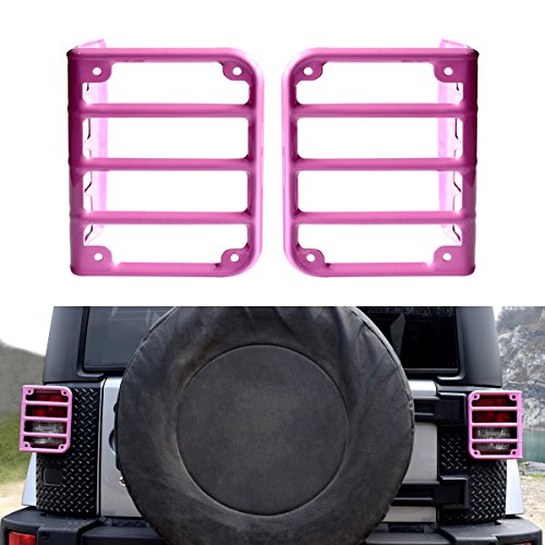 ICARS 2007-2018 JK JKU Jeep Wrangler Tail Light Cover Tail Lamp Trim Guards Protector Pink Style for Jeep Wrangler Accessories & Unlimited Rubicon Sahara Sports(Pair)