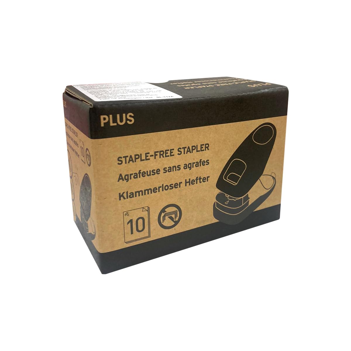 PLUS Agrafeuse sans agrafes de bureau 2en1- perforeuse -10 feuilles - Noir