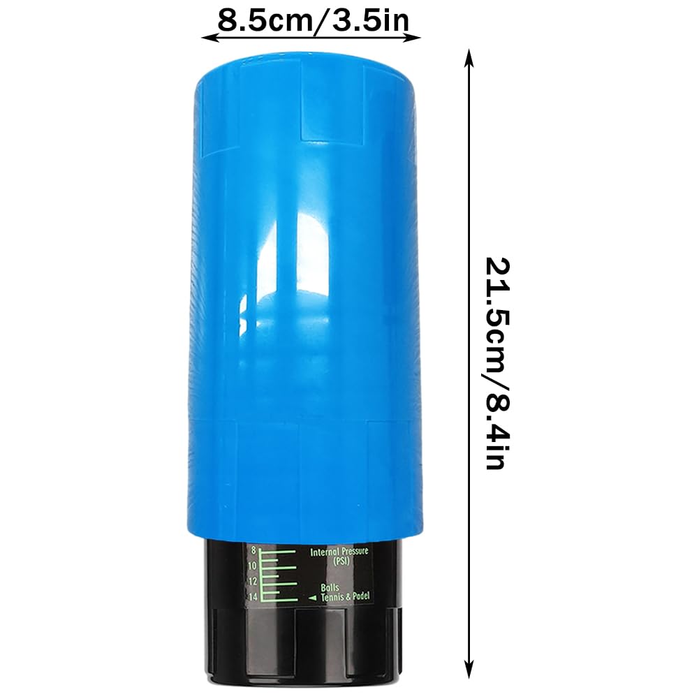 Presurizador de pelotas de tenis y caja de almacenamiento, 14 PSI, restaura 3 pelotas de tenis a un rebote como nuevo, azul