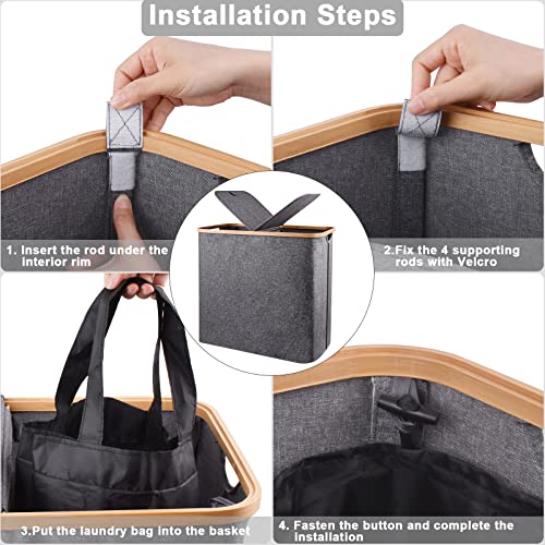 Supdeja Double Laundry Hamper With Lid, 100L Large Laundry Hamper 2 Section With Removable Laundry Bags, 2 Dividers Dirty Clothes Basket With Handles Collapsible Foldable Laundry Baskets With Lid #TOP3