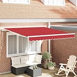 Owoxanthellate Einziehbare Markise 300x250 cm Rot aus wetterfestem Polyester Stahlrahmen Manuell Modernes Design für Garten Terrasse Balkon