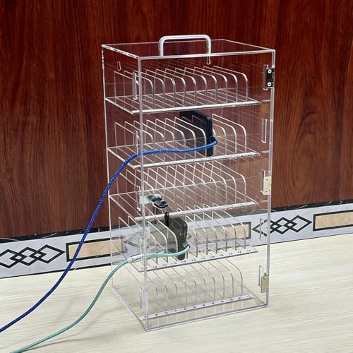 SBCWH Cell Phone Locker Box, 12/24/36/48/60 Slots Acrylic Cell Phone Storage Cabinet, Wall Mounted Desktop Lockable Pocket Chart for Classroom Office Factory(25x19x53cm/10x7x21in)