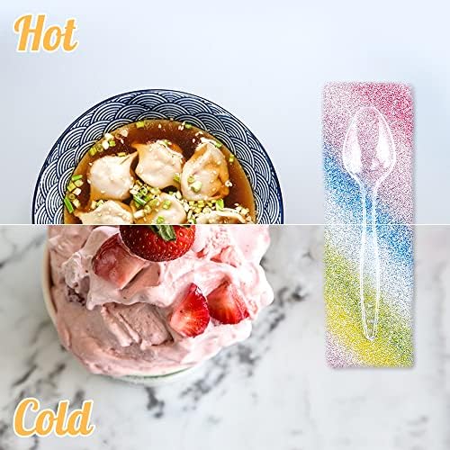 HMIEPRS 400PCS Clear Plastic Cutlery Set,Durable Reusable Plastic Cutlery Set Includes 100 Forks 100 Spoons 100 Knives 100 Fruit Forks for Tableware, Parties, Camping and Dinnerware