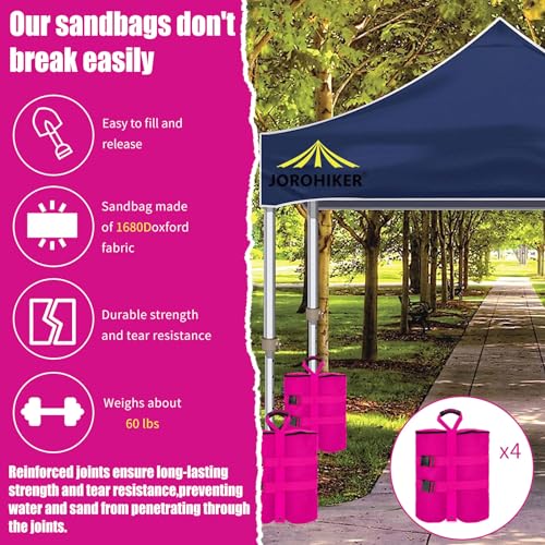 Jorohiker Canopy Weight Bags Set of 4, 1680D Heavy Duty Leg Canopy Weights Sand Bags for Pop up Canopy Tent,Instant Outdoor Sun Shelter Canopy,Patio Umbrella