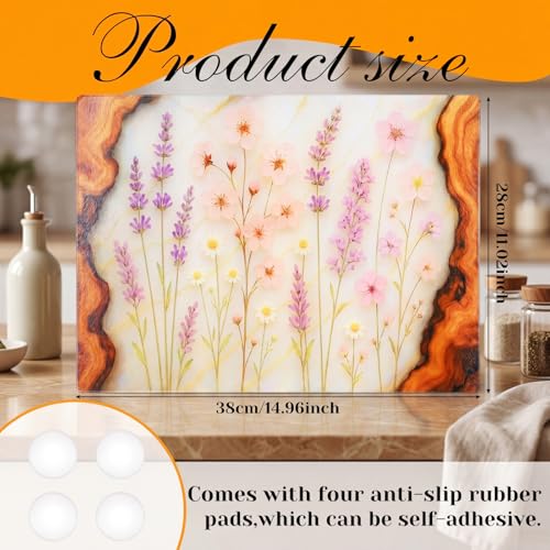Tabla de cortar grande de vidrio templado Wildflower 11x15 pulgadas miniatura 2