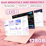 Auusda Lightweight Portable Pink Laptop, Win 11 Pro, 4-Core Processor,15.6" FHD IPS, Backlit Keyboard, Privacy Camera, Fingerprint Reader, USB 3.0, HDMI, for Business Work Study, 8GB RAM 128GB SSD | Backlit Keyboard, Fingerprint Sensor, USB 3.0*2, 60