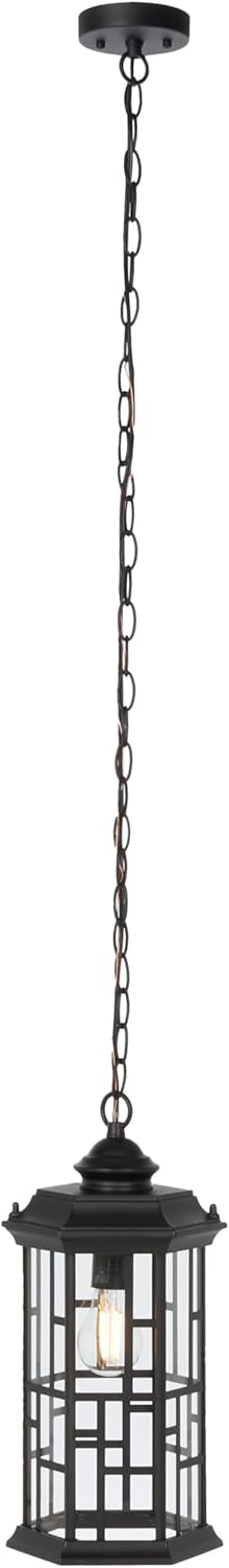SAFAVIEH Lighting Collection Carwen Black Outdoor Pendant Hanging Light Fixture (LED Bulb Included)