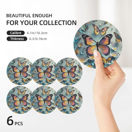 Sous-verres absorbants papillon en céramique, le cadeau de table parfait - 4