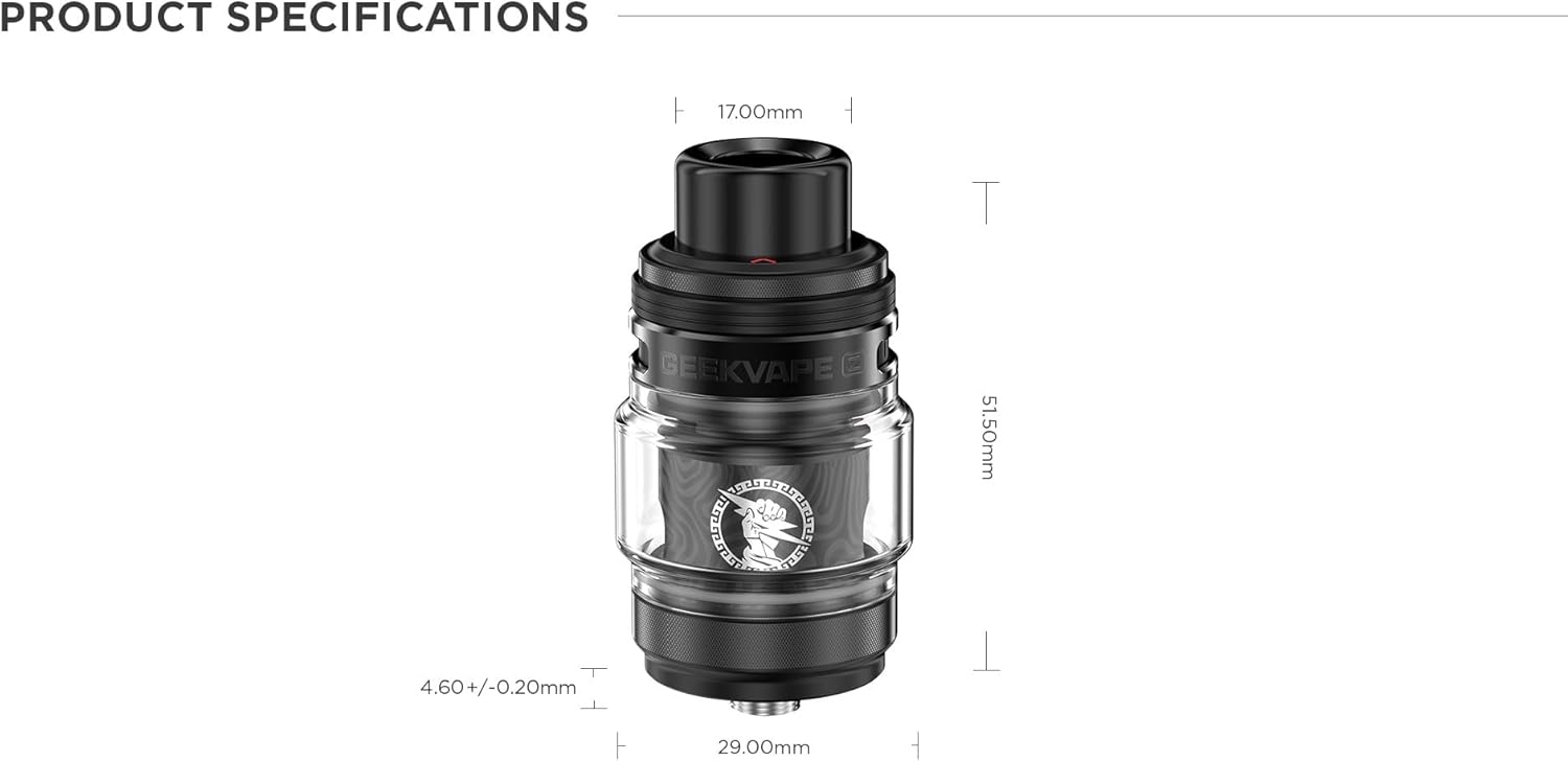 GEEKVAPE Z Fli Tank 2 product dimensions diagram
