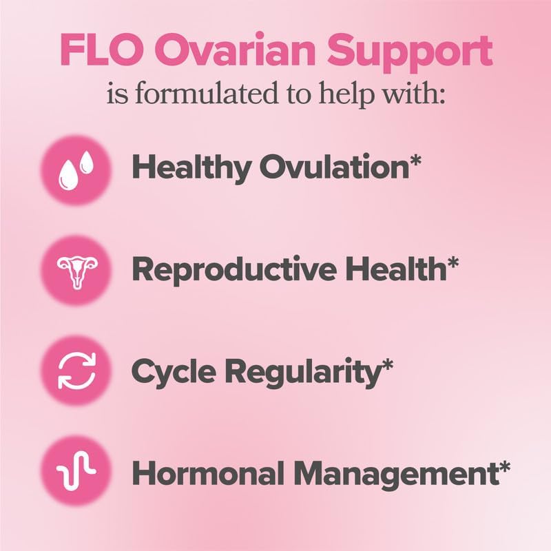 O Positiv FLO Ovarian Health Support - Hormone Balance for Women, Supplement with DIM, Myo & D-Chiro Inositol, Folic Acid - Supports Healthy Ovulation, Cycle Regularity - 30 Servings Ovarian Health Support Capsules (Pack of 1) image 2 of 10 B0D5GC6WFC
