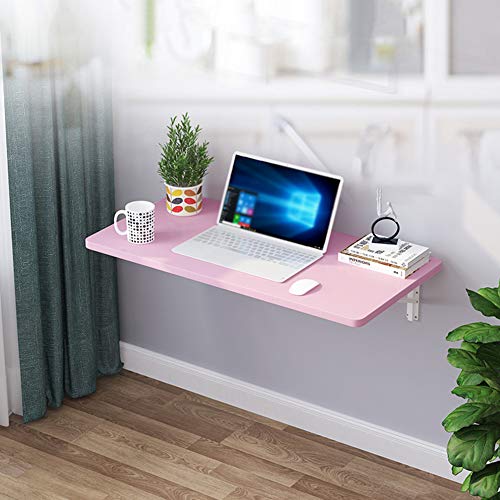 Bureau d'ordinateur de chambre rabattable pour petit espace rose