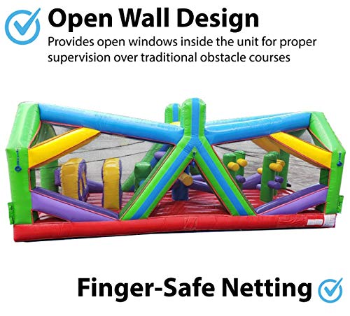 Retro Radical Run Inflatable Obstacle Course, Extreme Unit #1, 30' L x 11' W x 12' H, Commercial Grade Interactive Bounce House, Includes Blower and Stakes - Image 6