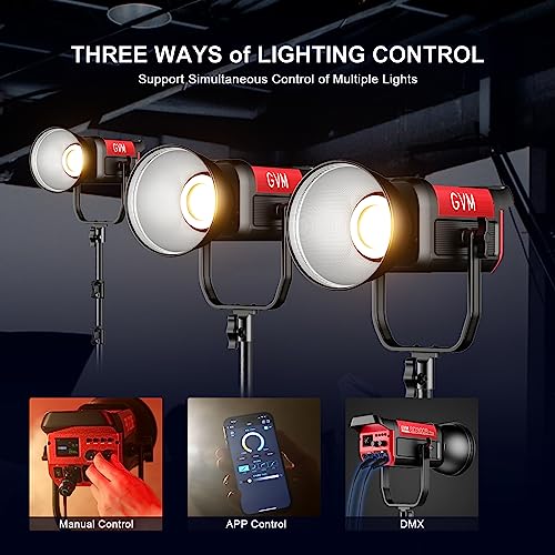 Image of GVM LED Video Light with Bowens Mount, 300W Bi-Color Continuous Light with DMX /APP Control, Photography Lighting for Video Recording, SD300B Studio Lights 65000Lux /1m, CRI97+, 12 Effect, 2700-6800K