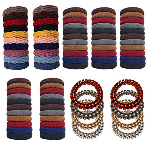 70pcs Thicker Seamless Cotton Hair Ties 8pcs Spiral Hair Ties No Crease,Phone Cord Hair Ties,Hair Coils for Women and Girls