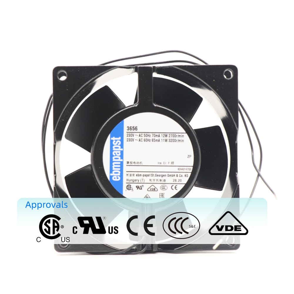 3656 Modèle AC Ventilateur axial pour EBM Papst, 92 x 92 x 38 mm, 230 VAC, 75 m³/h, 2700 tr/min, compact axial pour machine à graver, armoire à châssis