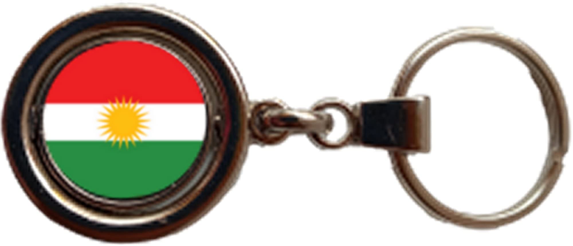 PJ4U Kurdistan Spinning Double Sided Metal Keyring And Velvet Gift Bag