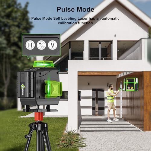 16-Linien-Laserwasserwaage mit Stativ, 4 x 360 ° selbstnivellierende grüne Laserwasserwaage, 4D-grünes Linienkreuz für Bau und Bildaufhängen, Lasermesswerkzeug,