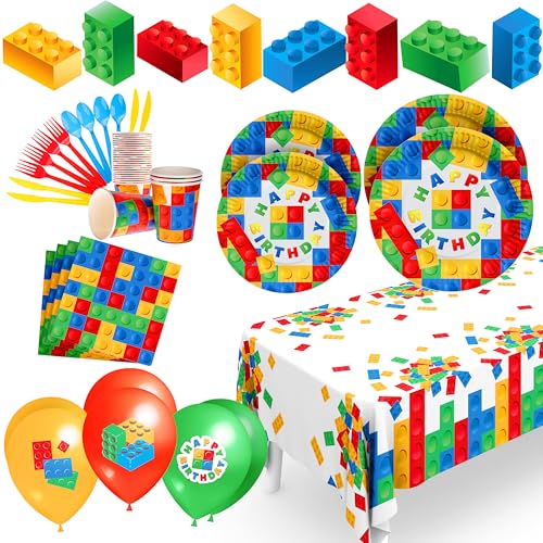 Construcción, Toy Juego de suministros para fiesta de cumpleaños – tazas, platos, carteles, servilletas, globos, utensilios de mantel, suministros de fiesta de cumpleaños...