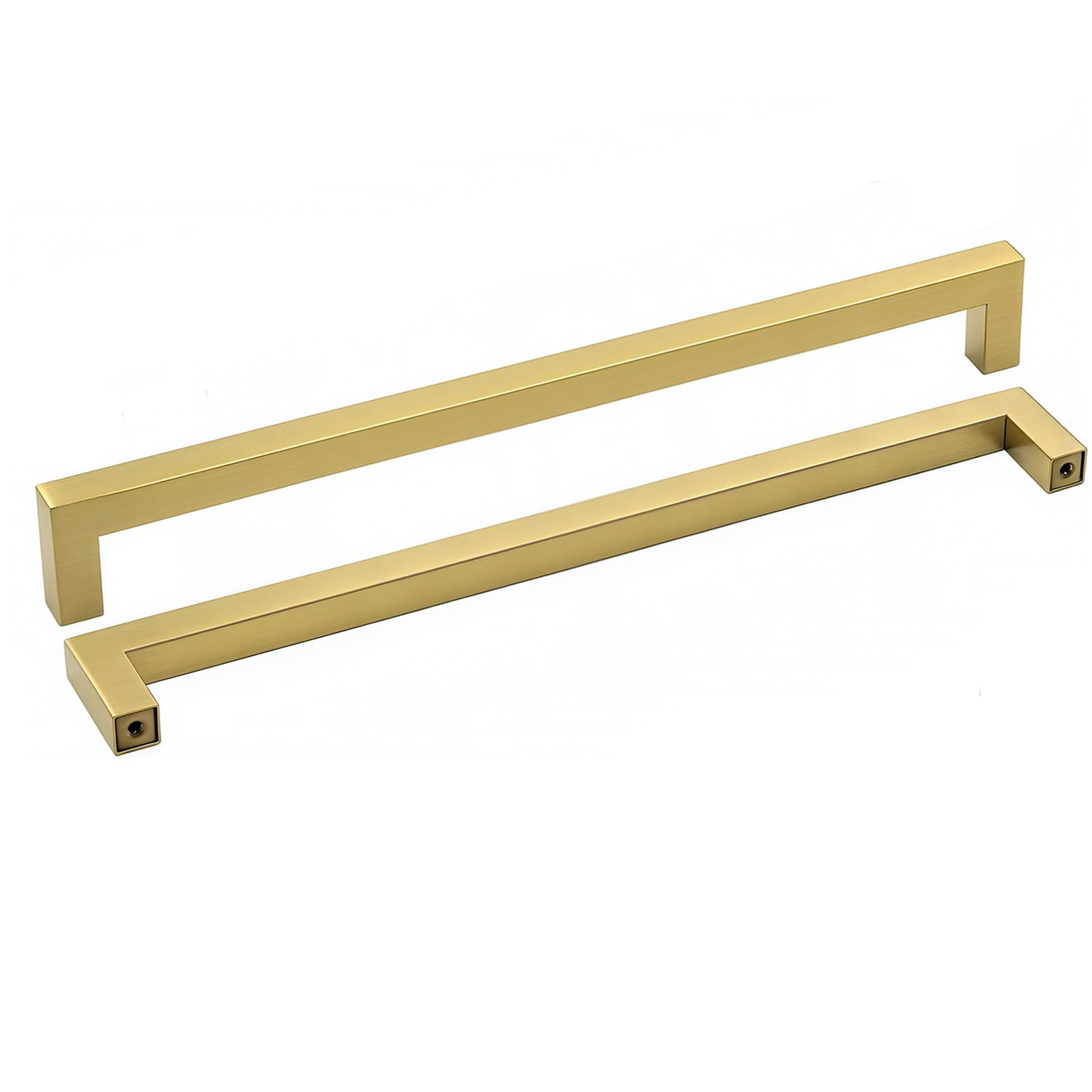 Goldenwarm 2 Pack Brushed Brass Cabinet Handles Filing Cabinet Handles -LSJ12GD288 Kitchen Cabinet Door Handles 288mm Hole Centers Square Cupboard Door Handle