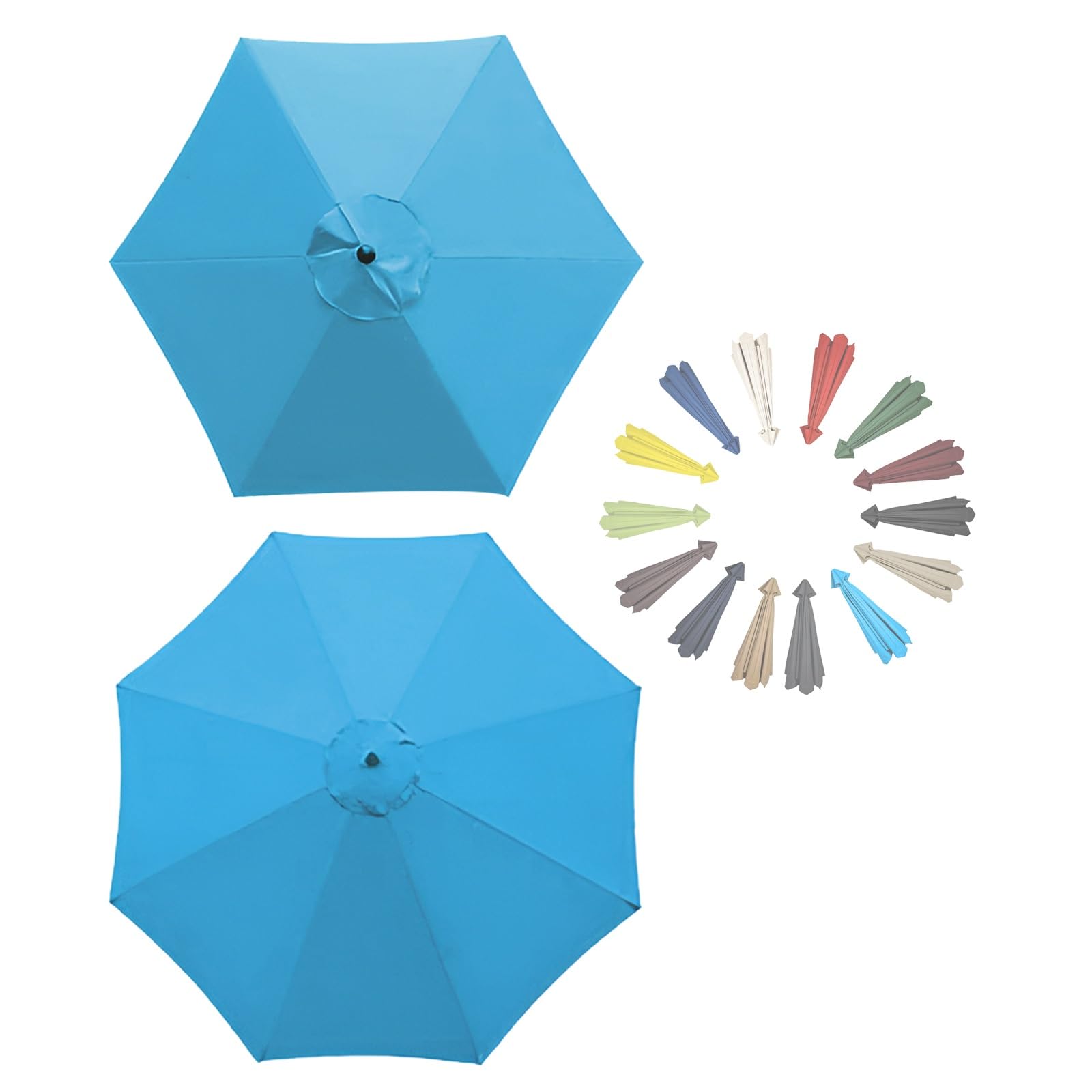 GZDXBF Replacement Canopy Top, Replacement Parasol Fabric Cover Anti-Ultraviolet Replacement Parasol Cover(Lake,6 RIBS: 300CM/9.8FT)