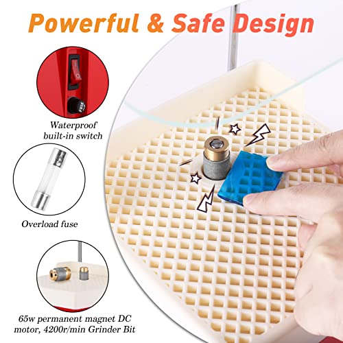 Baojiafu Stained Glass Grinder 65W Portable Glass Grinder 4200R Mini Diy Grinding Tool Kit With 5/8" And 1" Grinding Bit For Glass Ceramic And Other Brittle Hard Materials #TOP4