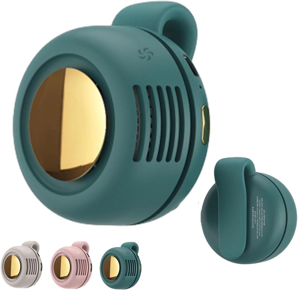 Clip On Fan, Personal Clip On Fan Rechargeable, for Portable Silent Mini Bladeless Electric Fan Can Be Clipped to Any Part for Better Cooling (Green,1pcs)
