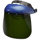 Sellstrom Single Crown Safety Face Shield with Ratchet Headgear, Shade 5 IR Tint, Uncoated, Blue, S39150