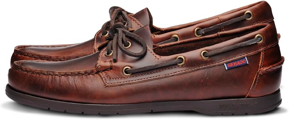 Endeavor Waterproof Boat Shoes - Leather Moccasins for Men Featuring Leather Sock Lining, 360-Degree Lacing, and Non-Marking, Slip-Resistant Outsoles, Brown - 11 Regular