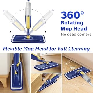 MANGOTIME Scopa Lavapavimenti a Spruzzo - Mocio Spray Mop Lavapavimenti Scopa con Spruzzino Lavapavimento Professionale Lavare Mop Pavimenti con 3 Cuscinetti Riutilizzabili in Microfibra