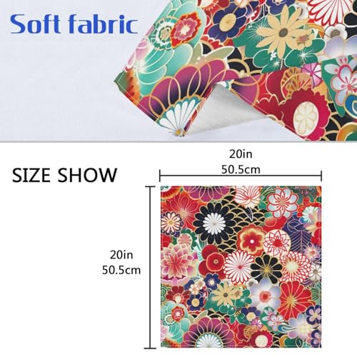Servilletas de Tela Polyester con Flor Japonesa Juego 4 miniatura 7