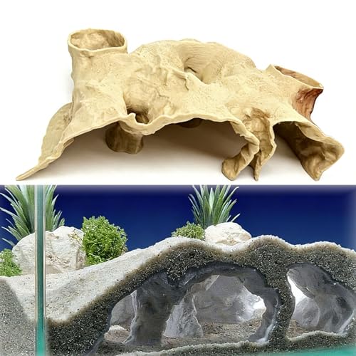 3D Printed Aquarium Underground Natural Cave Under Gravel Tunnel Cave Decorative Habitat Shelter for Corydora Catfish Kuhli Loach Clown Loach Betta (Large)
