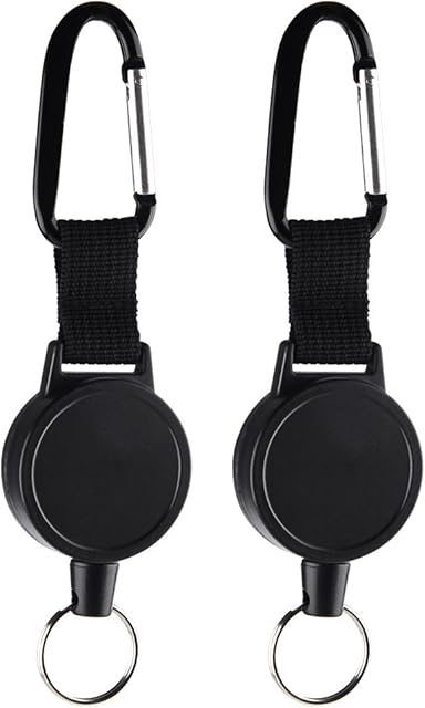 Kuuqa 2 Pack Heavy-Duty Retractable Keychains Retractable ID Badges Holder with 65cm/ 25 Inches Steel Wire Rope