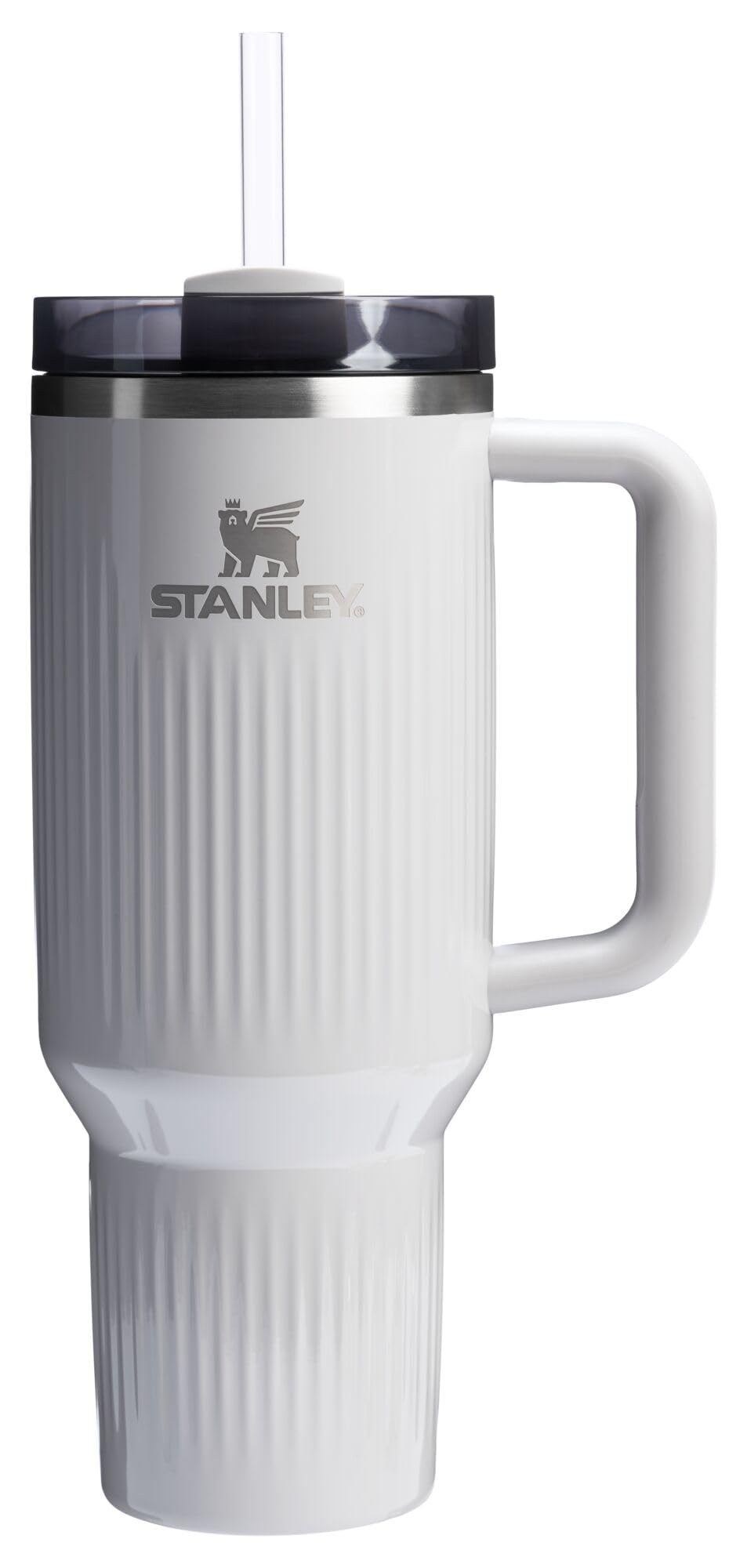 Stanley Quencher H2.0 Tumbler with Handle and Straw 40 oz | Flowstate 3-Position Lid | Cup Holder Compatible for Travel | Insulated Stainless Steel Cup | BPA-Free | Fluted Ash Gloss