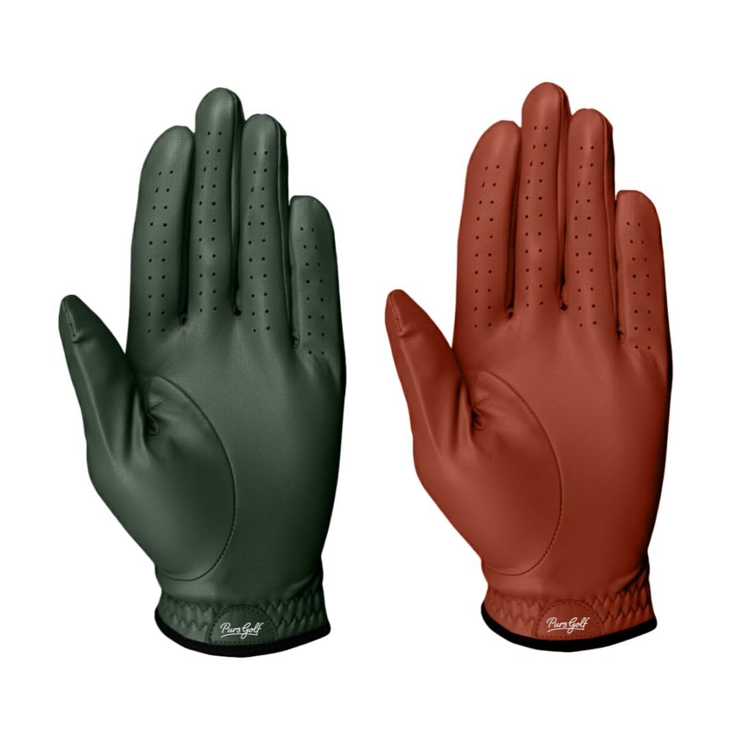 PUR3 – Lot de 2 gants de golf en cuir Cabretta pour homme | Collection Heritage avec marqueur de balle | Gant de golf pour homme main gauche et main droite
