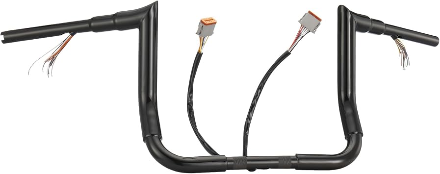 MoKitDora Street Electra Glide Prewired Handlebar 10" Rise 1-1/2" Fat Ape Hanger Bagger Meathook Bars for Harley 1996-2006 Ultra Classic FLHX FLHT, Black