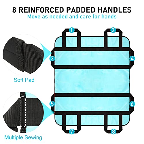 Joiish Positioning Bed Pad With 8 Reinforced Soft Handles, 48" X 40" 500 Lbs Load-Bearing Multipurpose Transfer Pad For Turning, Lifting & Repositioning, Washable Draw Sheet For Home & Hospital #TOP2