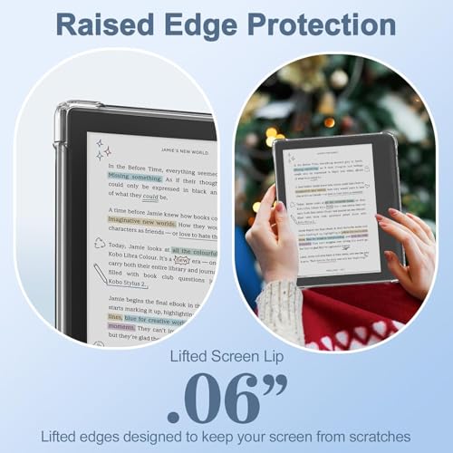 Image of T Tersely Crystal Clear Case Cover for Kobo Libra Colour (7 inch), Shockproof Thin Silicone Transparent Case, Ultra Clear, Shockproof Bumper Cover