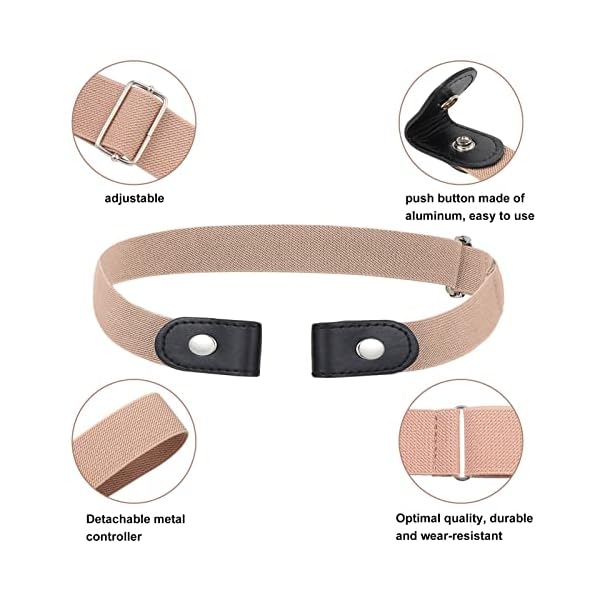 AhlsenL 5 PCS No Buckle Stretch Belt, Stretch Invisible Belt Buckleless Belts Buckle Free Adjustable Belt for Women and Men Jeans Pants - Image 3