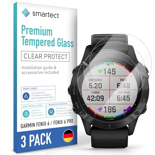 brotect Vetro Temperato per Garmin Fenix 6X Pro Pellicola Protettiva (3 Pezzi) - Durezza 9H, Anti-Graffio