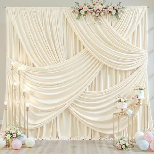 20ft x 10ft Wrinkle Free Champagne Wedding Backdrop Curtains for Party Bridal Shower Reception Decorations Champagne Fabric Curtain Backdrops Drapes for Photography Baby Shower Birthday Background
