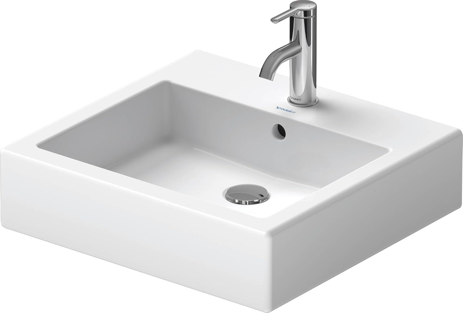 Vero 19 5/8" Rectangular Wall Mounted Sink in White with Single Faucet Hole and with Overflow