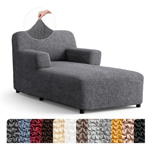 PAULATO BY GA.I.CO. PAULATO BY GA.I.CO. Stretch Chaise Lounge Slipcover 1-Piece Non-Slip – Soft Elastic Lounge Chair Covers – Furniture Protector Washable - Dark Grey (with Armrest 32"-48" Wide) sold by Mamma Mia Covers - Amazon