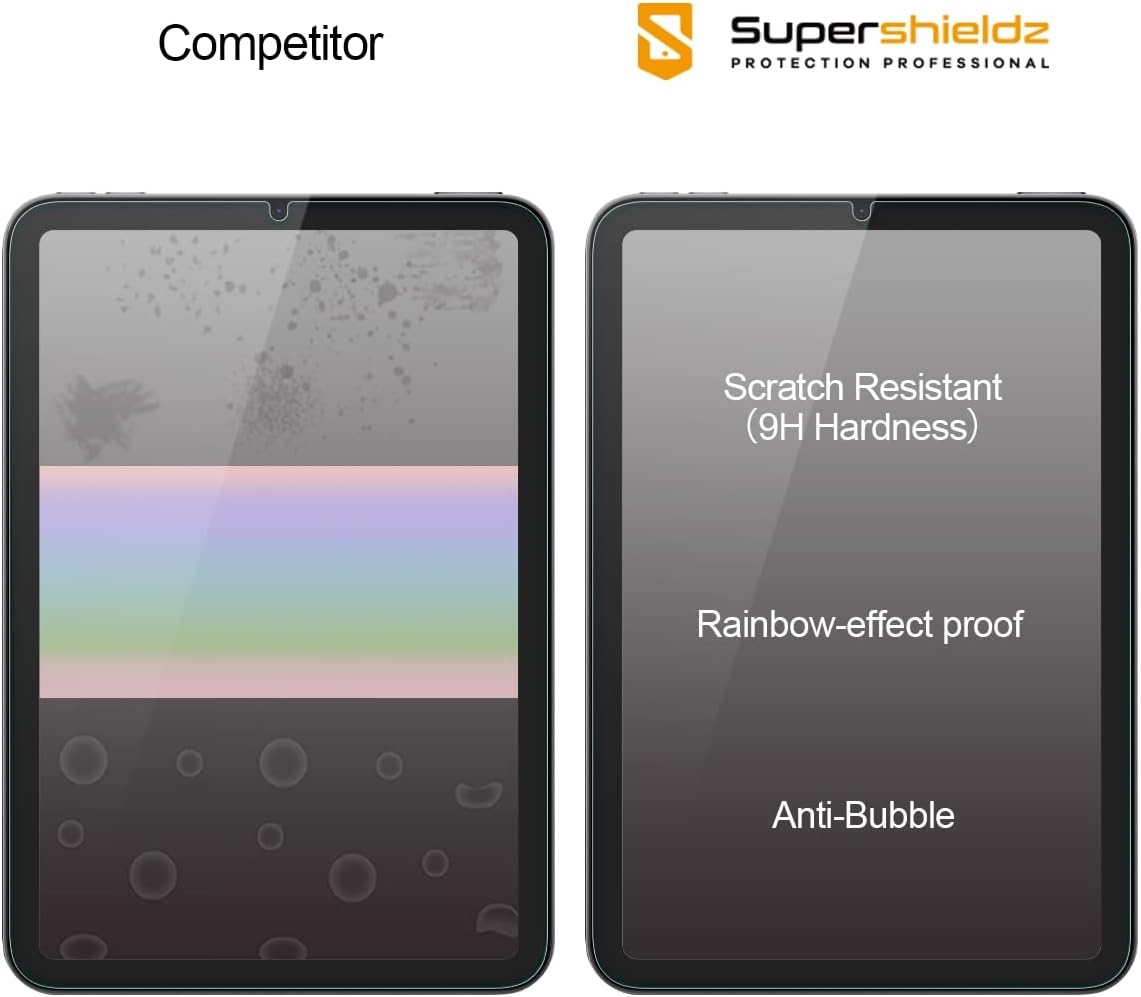 (2 Pack) Supershieldz Designed for Apple iPad Mini 6 8.3-Inch (2021, 6th Generation) Tempered Glass Screen Protector, Anti Scratch, Bubble Free