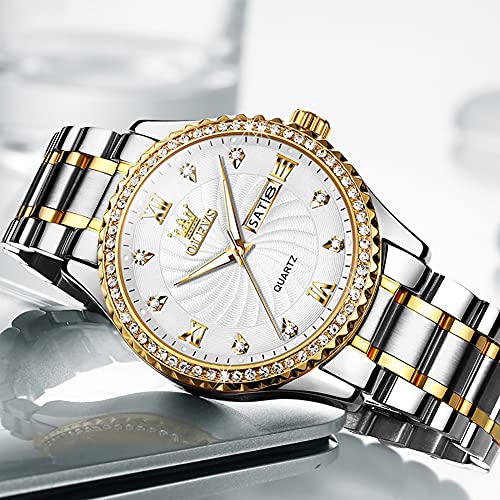 Image of OLEVS Mens Watches Chronograph Luxury Dress Moon Phase Stainless Steel Male Wrist Watch