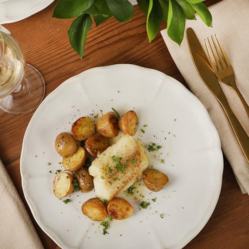 Gibson Elite Vista Rossio - Made In Portugal - 12 Piece Dinnerware Set for 4, White Ceramic Plates and Bowls Sets, Stoneware Dishware Set with Scalloped Edge, Dinner Plates Salad Plates & Cereal Bowls by Gibson Elite - Used condition - Image 3
